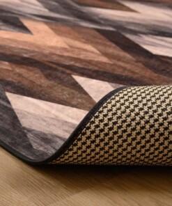 Tapis Moderne lavable - Moderna marron - close up vouw, thumbnail