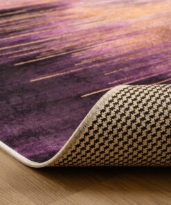 Tapis Moderne lavable - Moderna or/violet - close up vouw, thumbnail Tapis Moderne lavable - Moderna or/violet - close up vouw, thumbnail