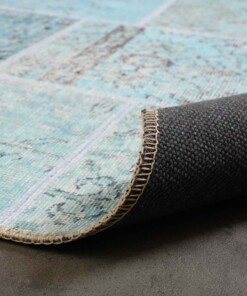 Tapis patchwork - Fade Heritage turquoise - close up vouw, thumbnail
