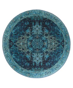 Tapis vintage Rond - Fade No.2 bleu - overzicht boven