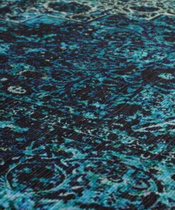 Tapis vintage - Fade No.2 bleu - close up materiaal, thumbnail Tapis vintage - Fade No.2 bleu - close up materiaal, thumbnail