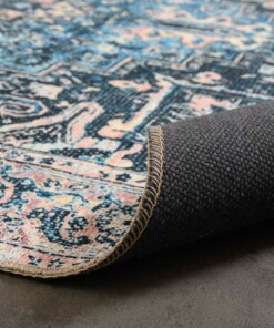 Tapis vintage - Fade No.3 bleu/orange - close up vouw, thumbnail Tapis vintage - Fade No.3 bleu/orange - close up vouw, thumbnail