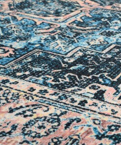 Tapis vintage - Fade No.3 bleu/orange - close up materiaal, thumbnail Tapis vintage - Fade No.3 bleu/orange - close up materiaal, thumbnail