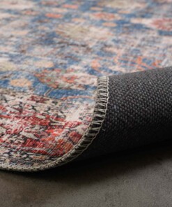 Tapis vintage - Fade Oasis bleu/rouge - close up vouw, thumbnail Tapis vintage - Fade Oasis bleu/rouge - close up vouw, thumbnail