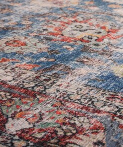 Tapis vintage - Fade Oasis bleu/rouge - close up materiaal, thumbnail Tapis vintage - Fade Oasis bleu/rouge - close up materiaal, thumbnail