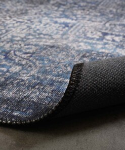 Tapis vintage - Fade Stellar bleu/argent - close up vouw, thumbnail Tapis vintage - Fade Stellar bleu/argent - close up vouw, thumbnail