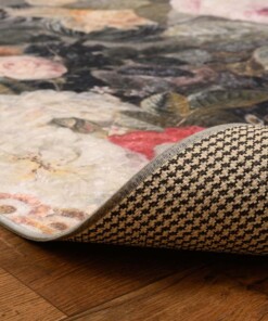 Tapis fleurs lavable - Moderna multicolore - close up vouw, thumbnail