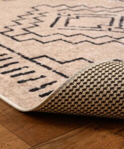 Tapis lavable - Moderna Crème/noir - close up vouw, thumbnail