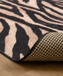 Tapis Zèbre lavable - Moderna noir/marron - close up vouw, thumbnail Tapis Zèbre lavable - Moderna noir/marron - close up vouw, thumbnail
