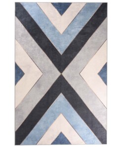 Tapis Géométrique lavable - Moderna bleu/gris - overzicht boven