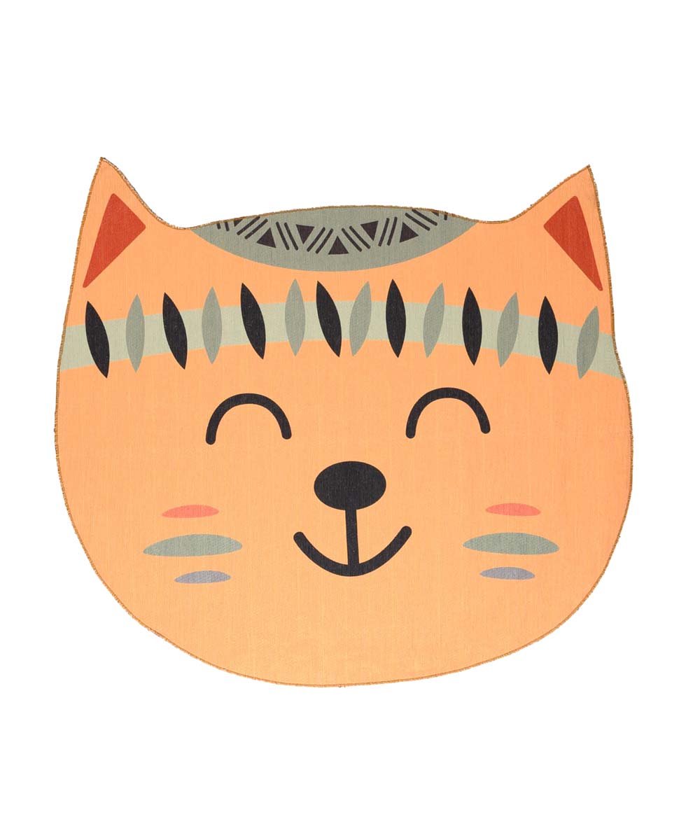 Tapis enfant chat - Smile orange Tapis enfant chat - Smile orange