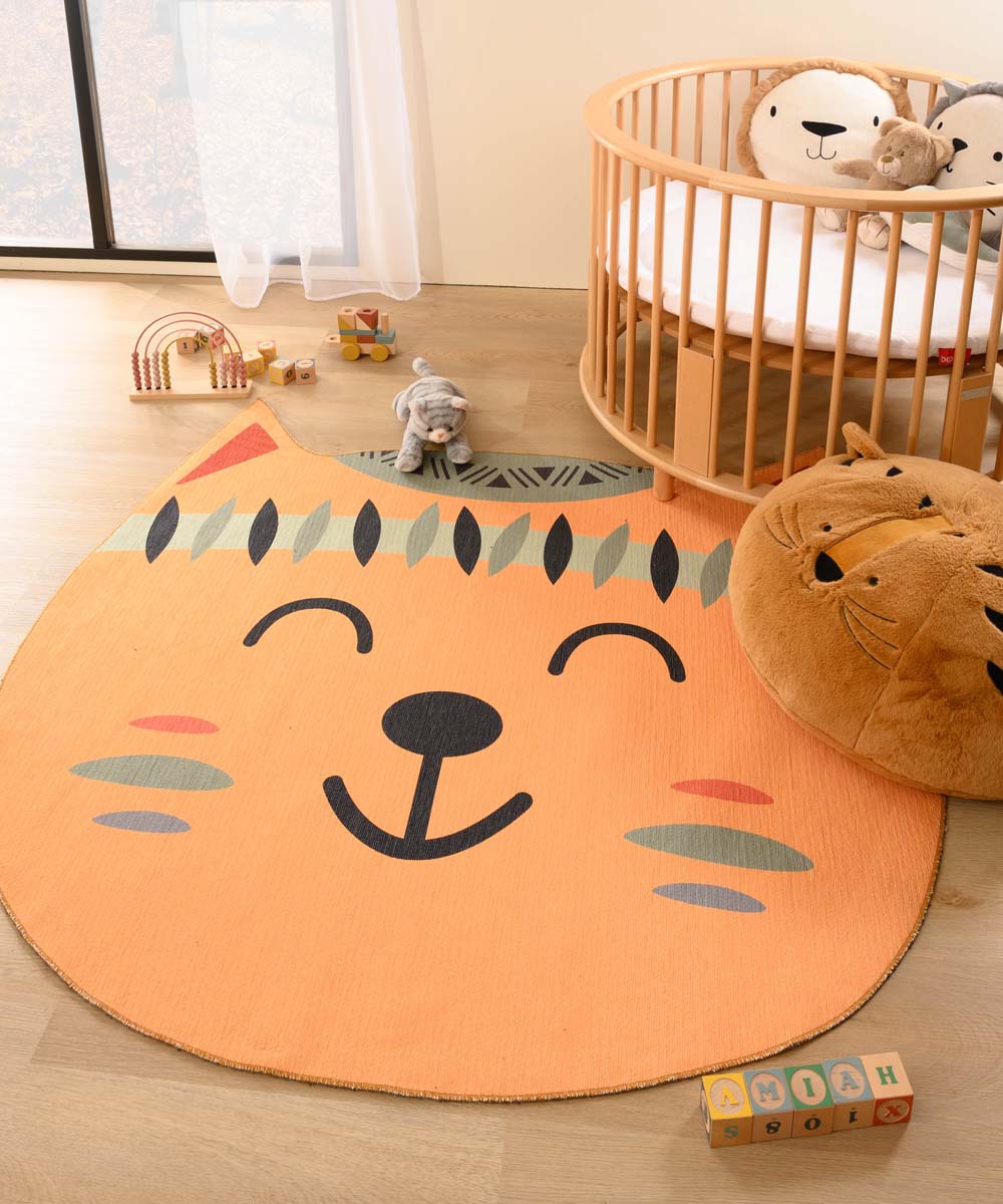 Tapis enfant chat - Smile orange Tapis enfant chat - Smile orange