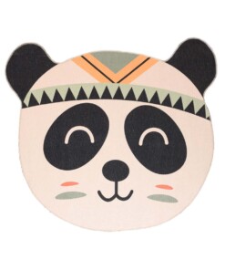 Tapis enfant panda - Smile blanc/noir