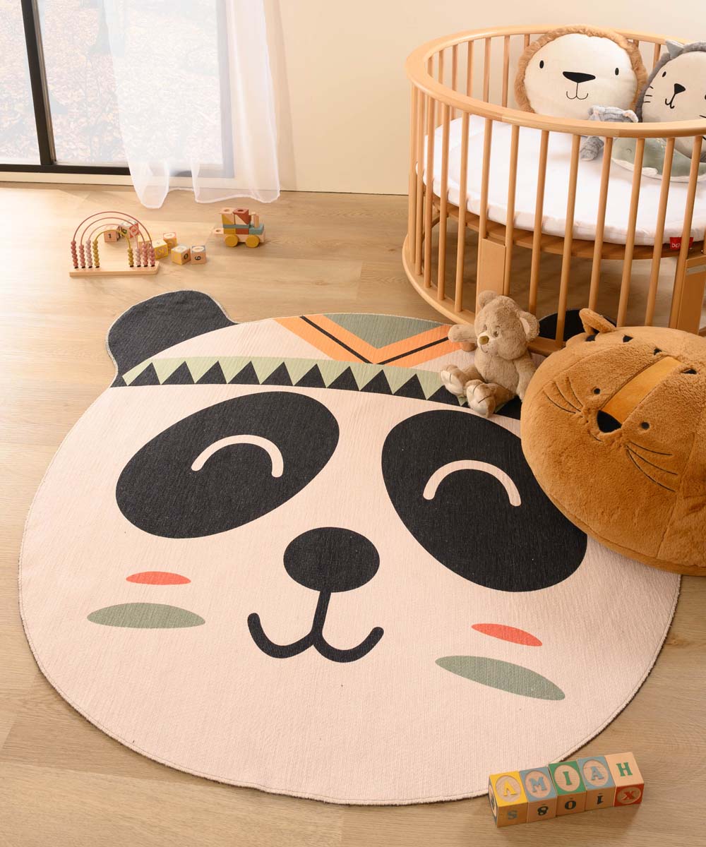 Tapis enfant panda - Smile blanc/noir Tapis enfant panda - Smile blanc/noir