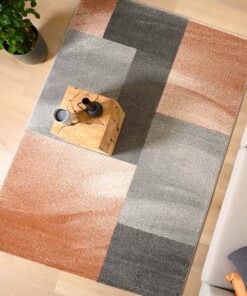 Tapis carreaux - Aria orange/gris