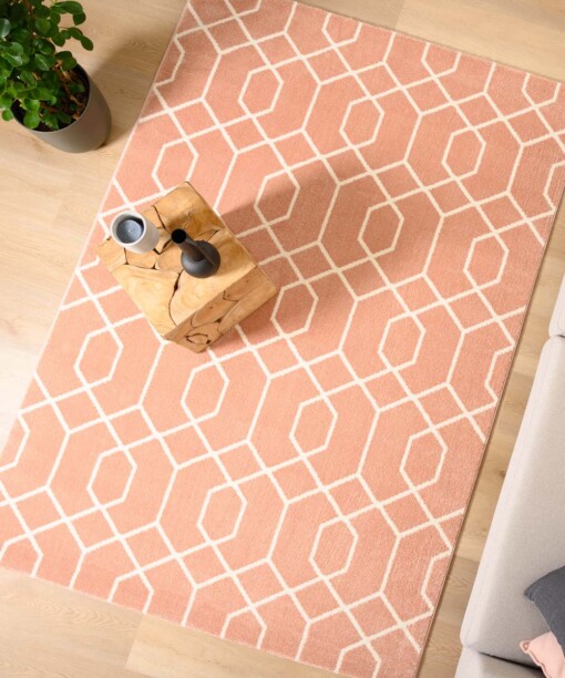 Tapis de couloir Géométrique - Aria rose clair