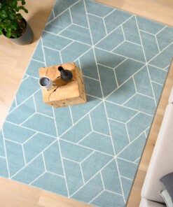 Tapis Géométrique - Aria Pyramid bleu clair