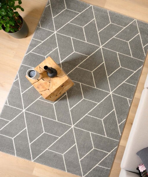 Tapis Géométrique - Aria Pyramid gris