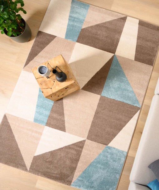 Tapis de couloir carreaux - Aria Cube bleu
