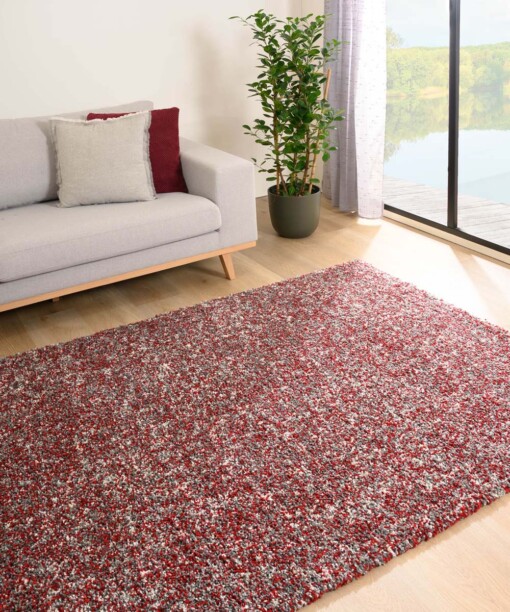 Tapis de couloir poils longs chiné - Blend rouge/gris