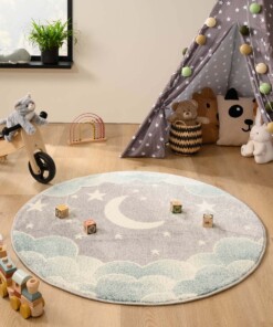 Tapis nuage Rond - Dreams bleu clair/gris