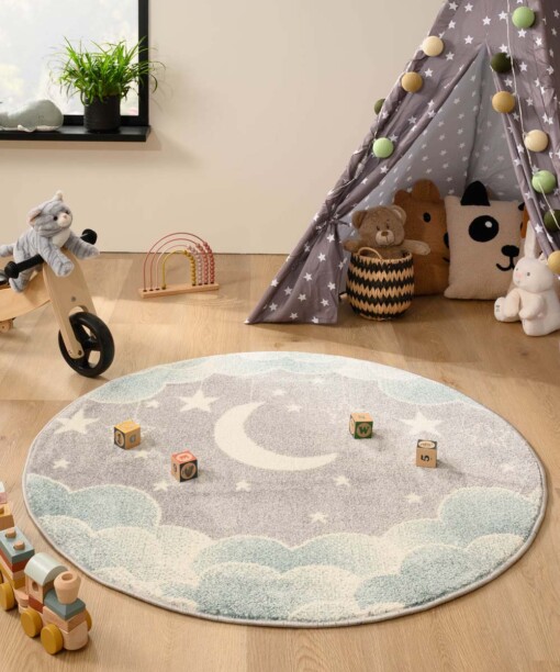 Tapis nuage Rond - Dreams bleu clair/gris