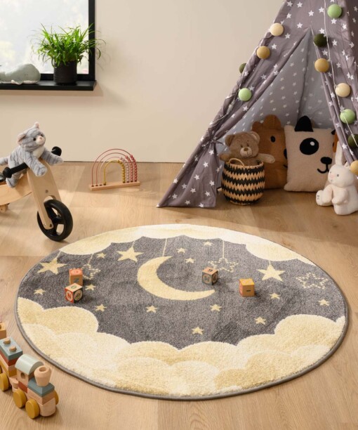 Tapis nuage Rond - Dreams jaune/gris