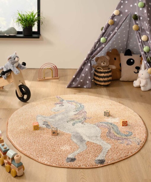 Tapis Licorne Rond - Dreams jaune/Multicolore