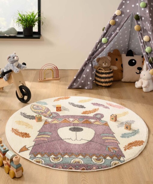 Tapis enfant Rond Castor - Dreams violet/Multicolore