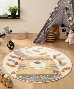 Tapis enfant Rond Castor - Dreams jaune/Multicolore