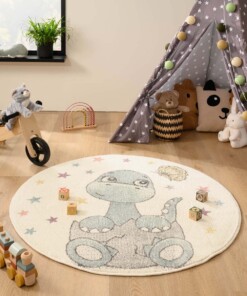 Tapis Dino Rond - Dreams blanc/bleu