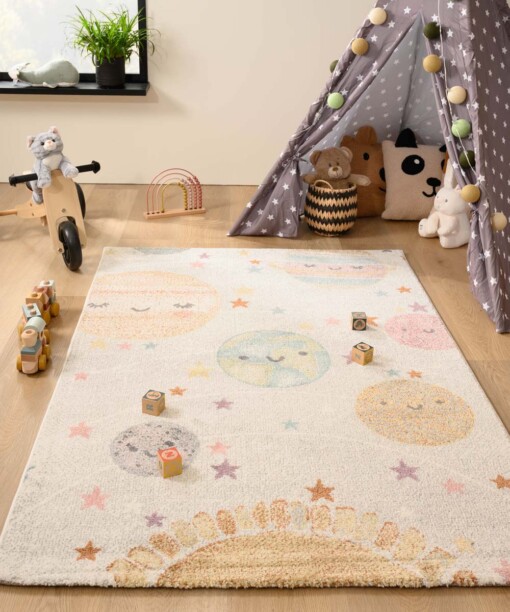 Tapis enfant Planètes - Dreams blanc/Multicolore