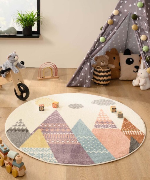 Tapis Rond enfant Tipi - Snoozy Multicolore
