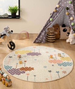 Tapis nuage Rond - Snoozy blanc/Multicolore