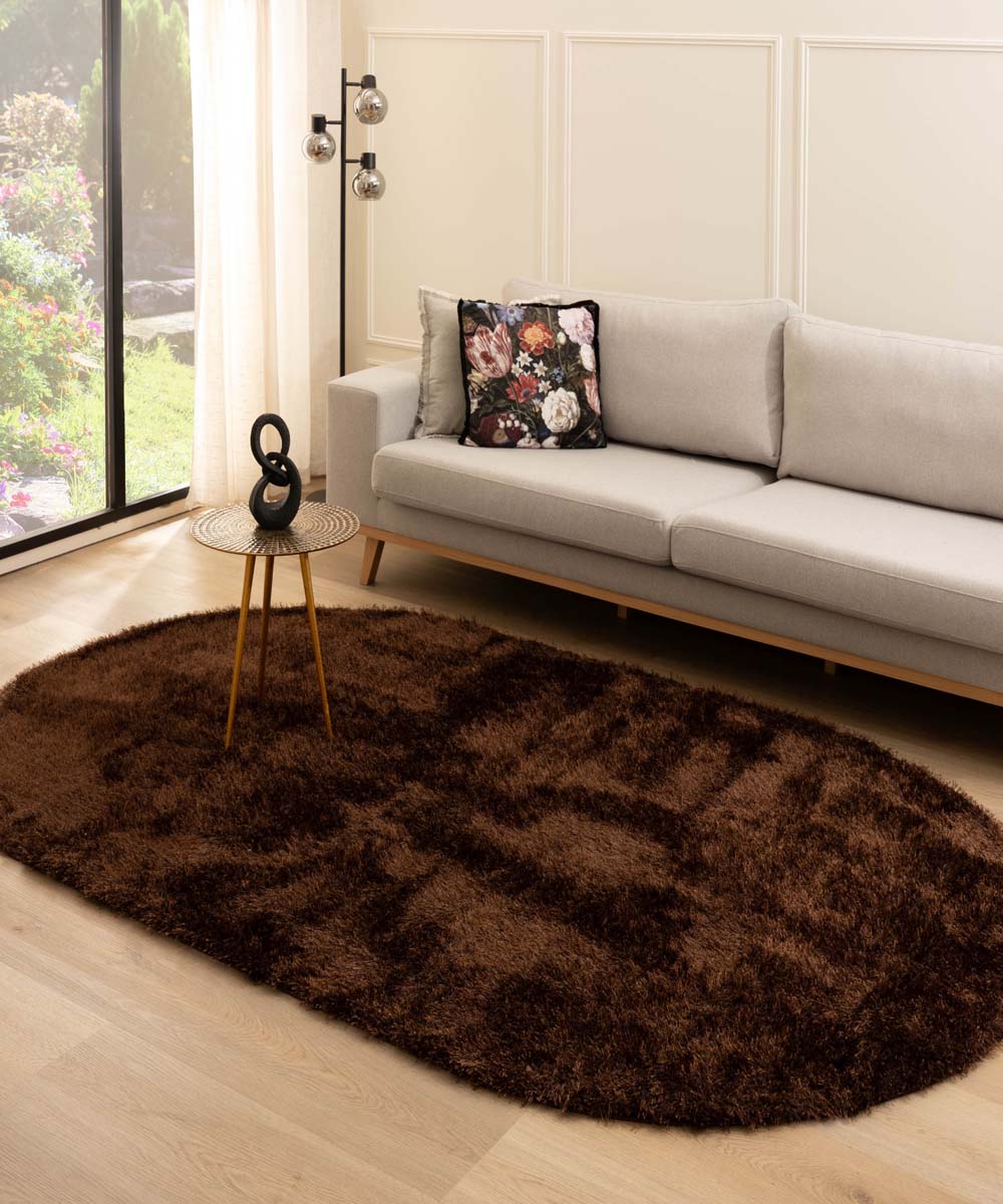 Tapis velours ovale - Posh marron foncé Tapis velours ovale - Posh marron foncé