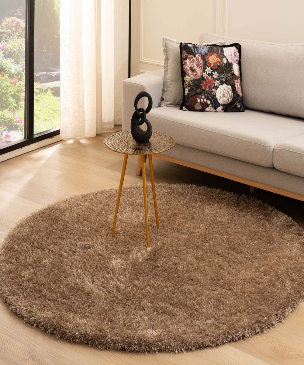 Tapis rond en velours à poils longs - Posh beige Tapis rond en velours à poils longs - Posh beige