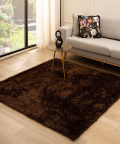 Tapis velours carré - Posh marron foncé