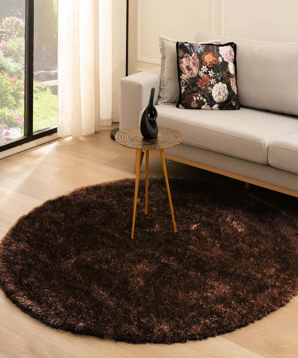 Tapis velours rond - Posh marron foncé Tapis velours rond - Posh marron foncé
