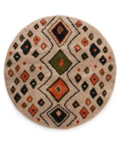 Tapis rond poils longs - Artisan beige/multi