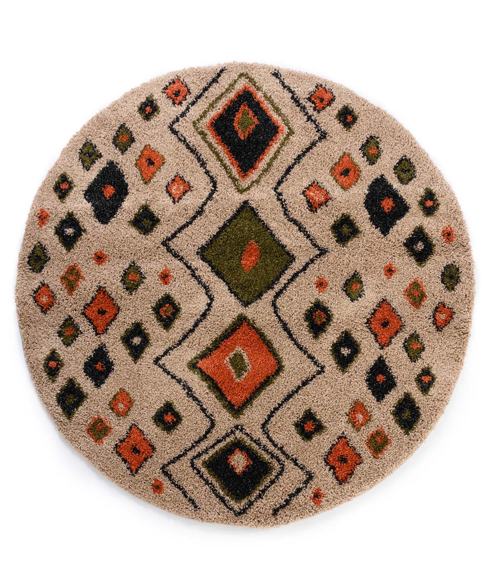 Tapis rond poils longs - Artisan beige/multi Tapis rond poils longs - Artisan beige/multi