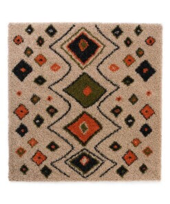 Tapis poils longs carré - Artisan beige/multi