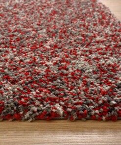 Tapis poils longs chiné - Blend rouge/gris - close up