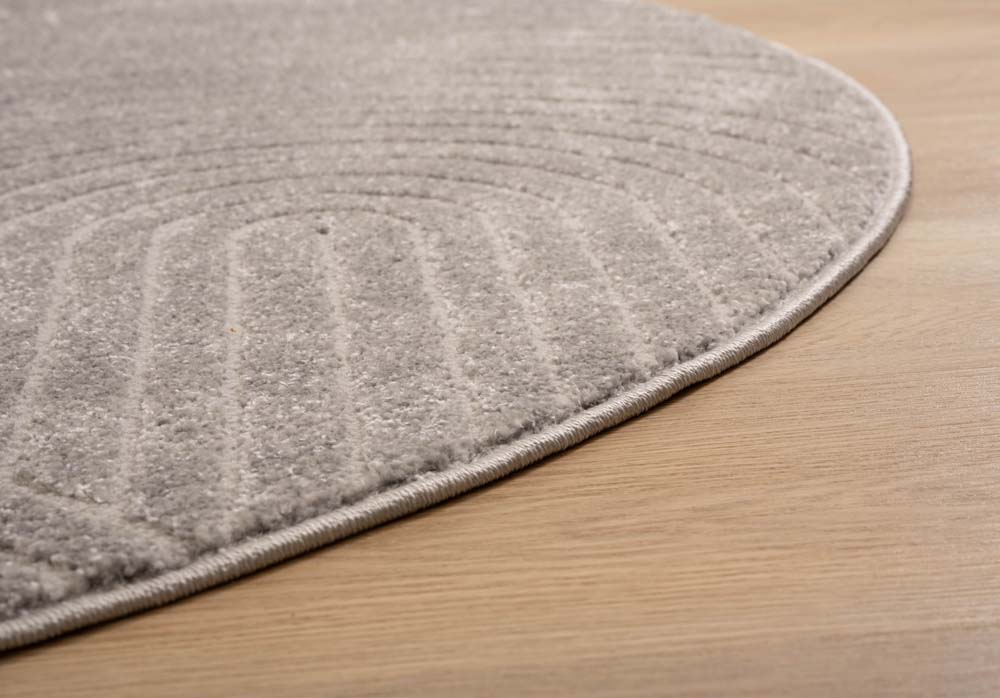 Tapis Rond scandinave - Contour Curve gris - close up Tapis Rond scandinave - Contour Curve gris - close up