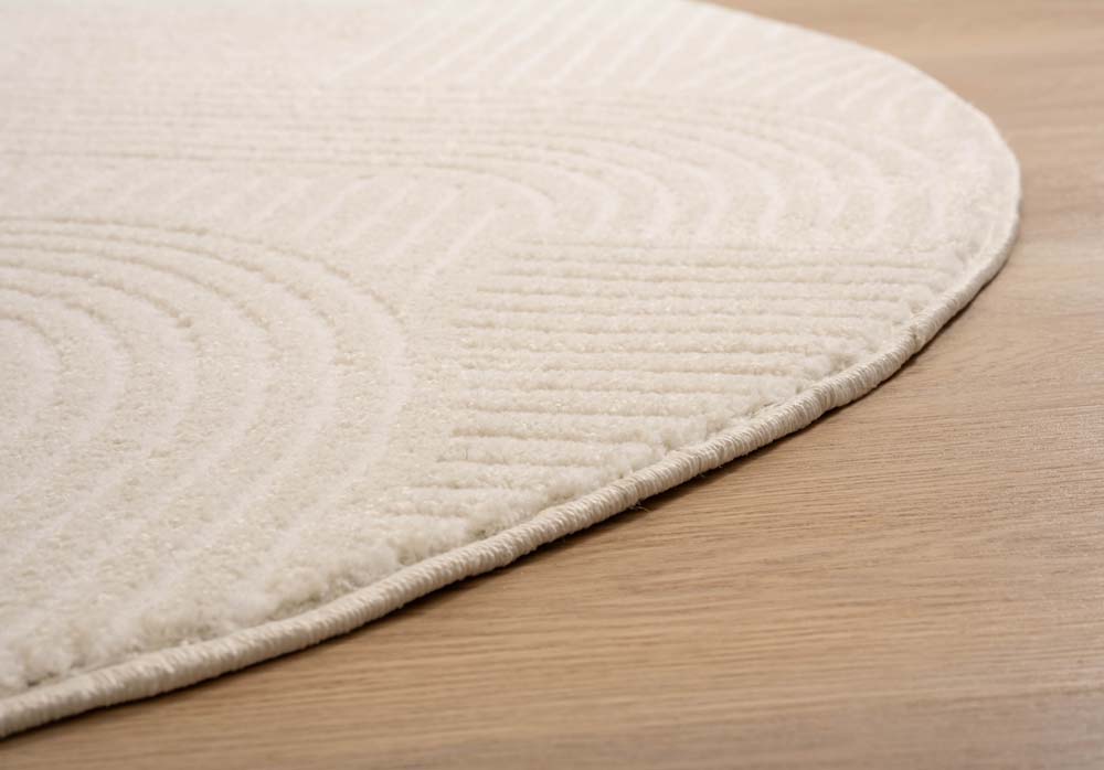 Tapis Rond scandinave - Contour Curve Crème - close up Tapis Rond scandinave - Contour Curve Crème - close up