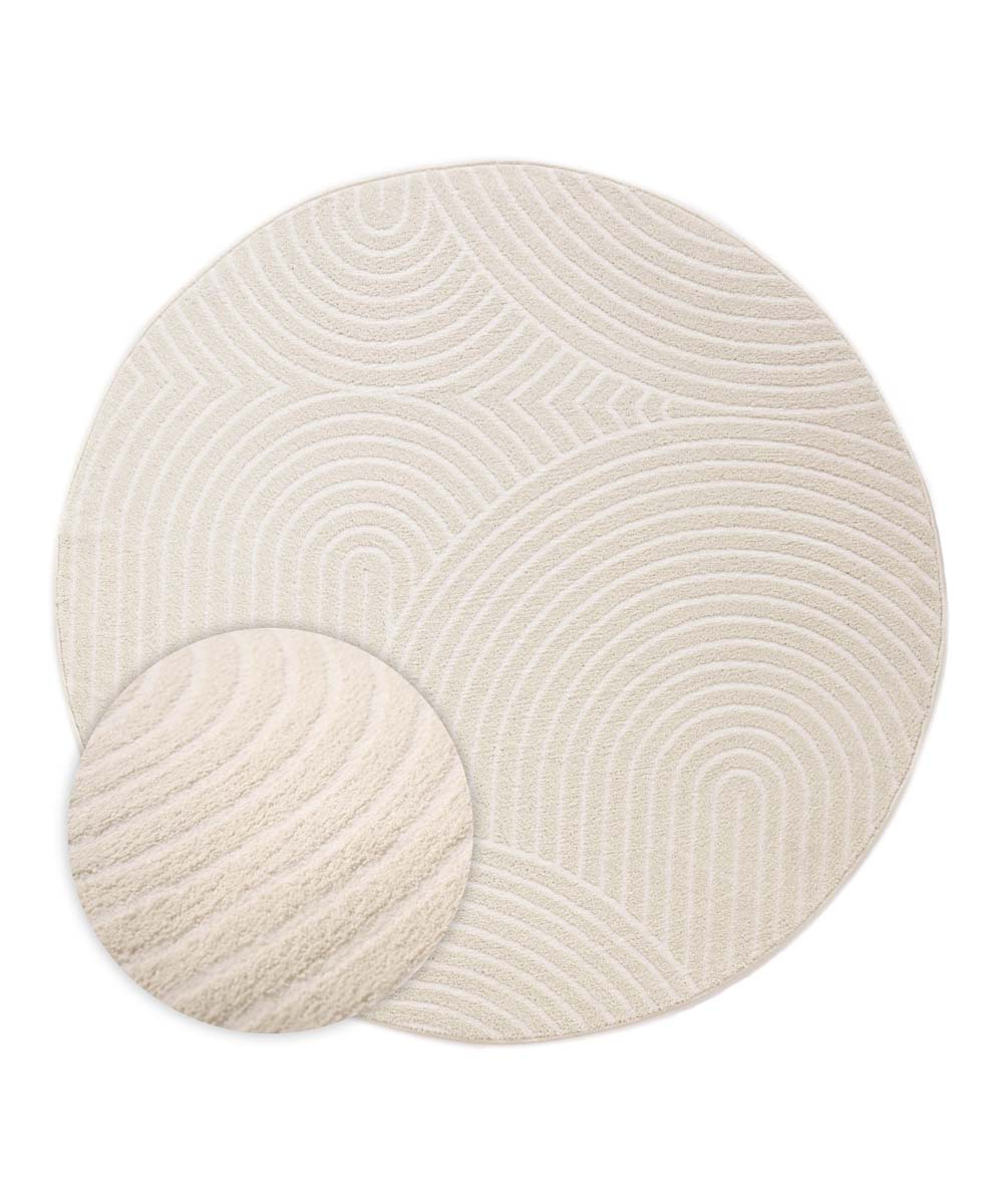 Tapis Rond scandinave - Contour Curve Crème - overzicht Tapis Rond scandinave - Contour Curve Crème - overzicht