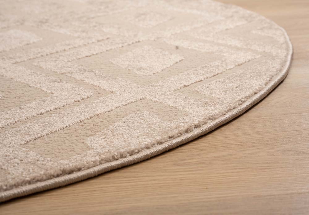 Tapis Rond scandinave - Contour Diamond beige - close up Tapis Rond scandinave - Contour Diamond beige - close up