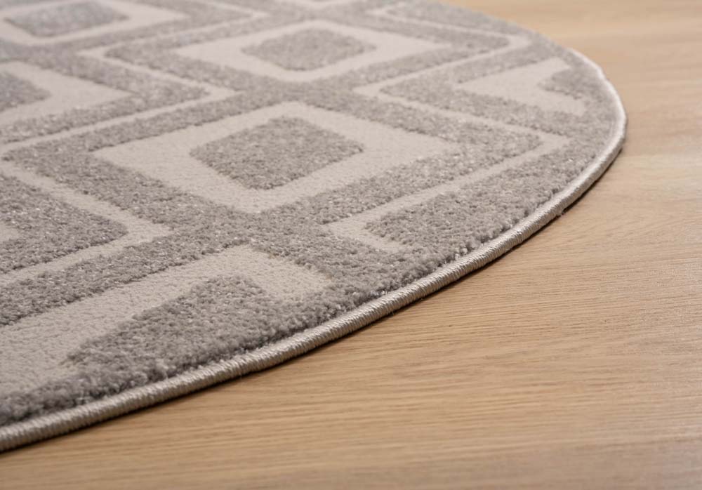 Tapis Rond scandinave - Contour Diamond gris - close up Tapis Rond scandinave - Contour Diamond gris - close up