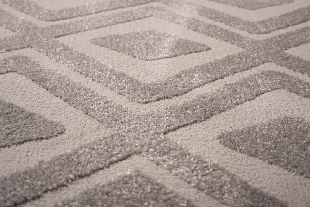 Tapis de couloir scandinave - Contour Diamond gris - close up Tapis de couloir scandinave - Contour Diamond gris - close up