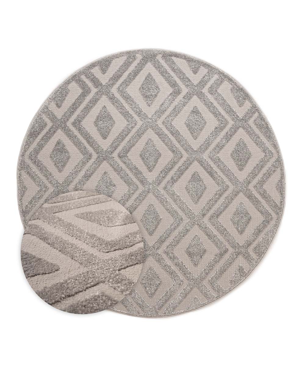 Tapis Rond scandinave - Contour Diamond gris - overzicht Tapis Rond scandinave - Contour Diamond gris - overzicht
