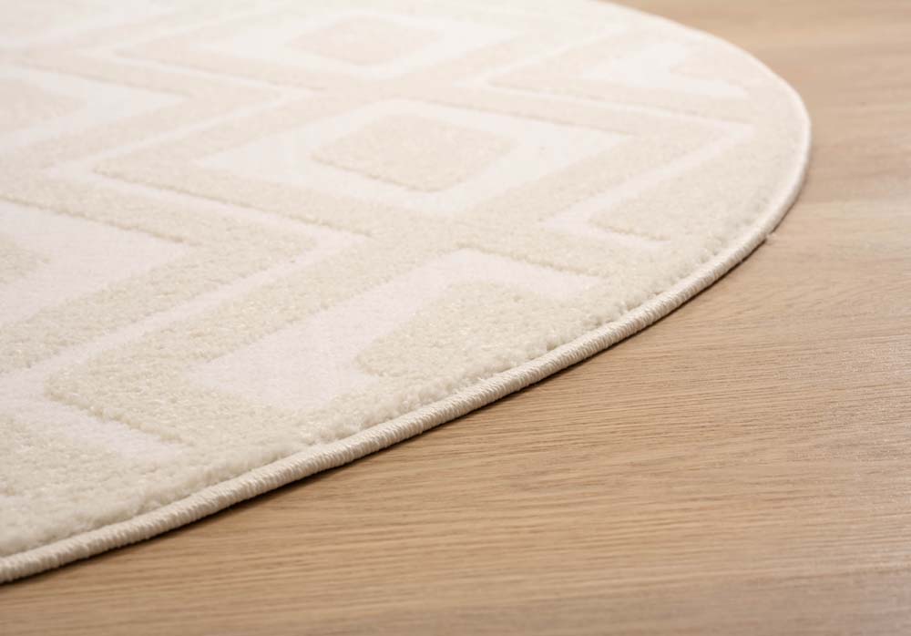 Tapis Rond scandinave - Contour Diamond Crème - close up Tapis Rond scandinave - Contour Diamond Crème - close up